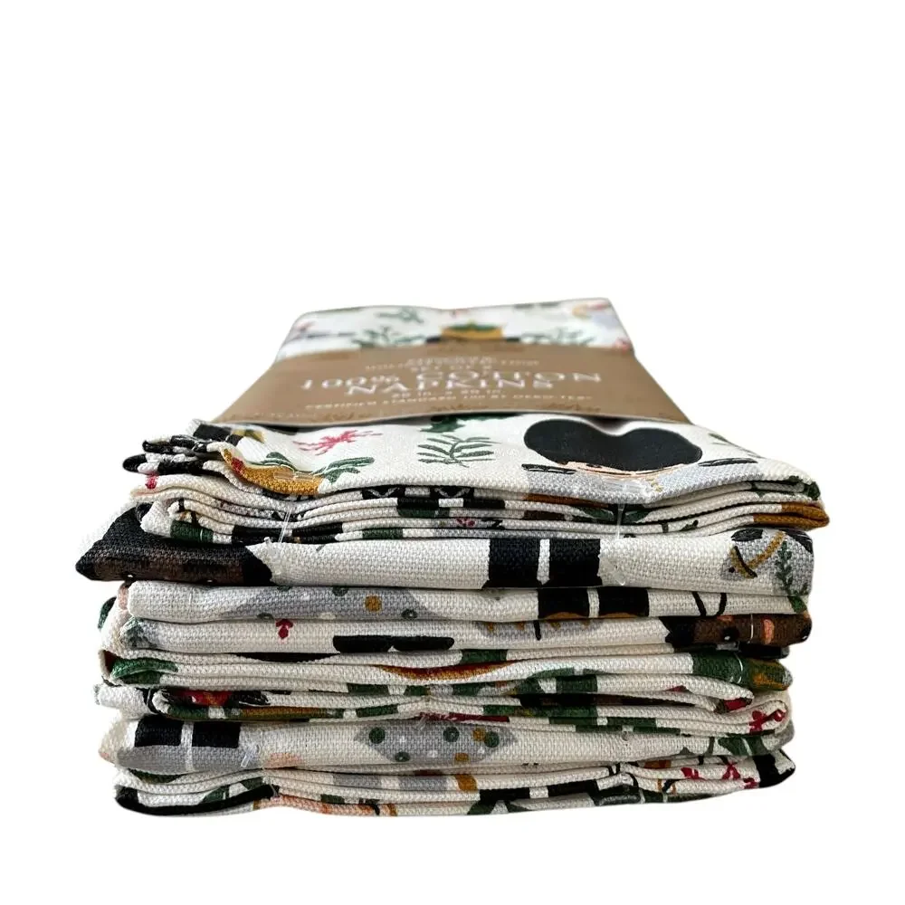 Envogue Christmas Nutcracker Dinner Napkins Set of 8 Holiday Cotton 20x20 NEW
